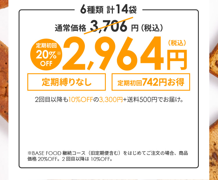 6種類　計14袋　通常価格3340円（税込）初回20％OFF　2672円（税込）＋送料500円